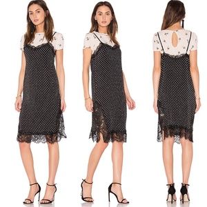 NEW Free People Polka Dot Lace Trim Slip Black